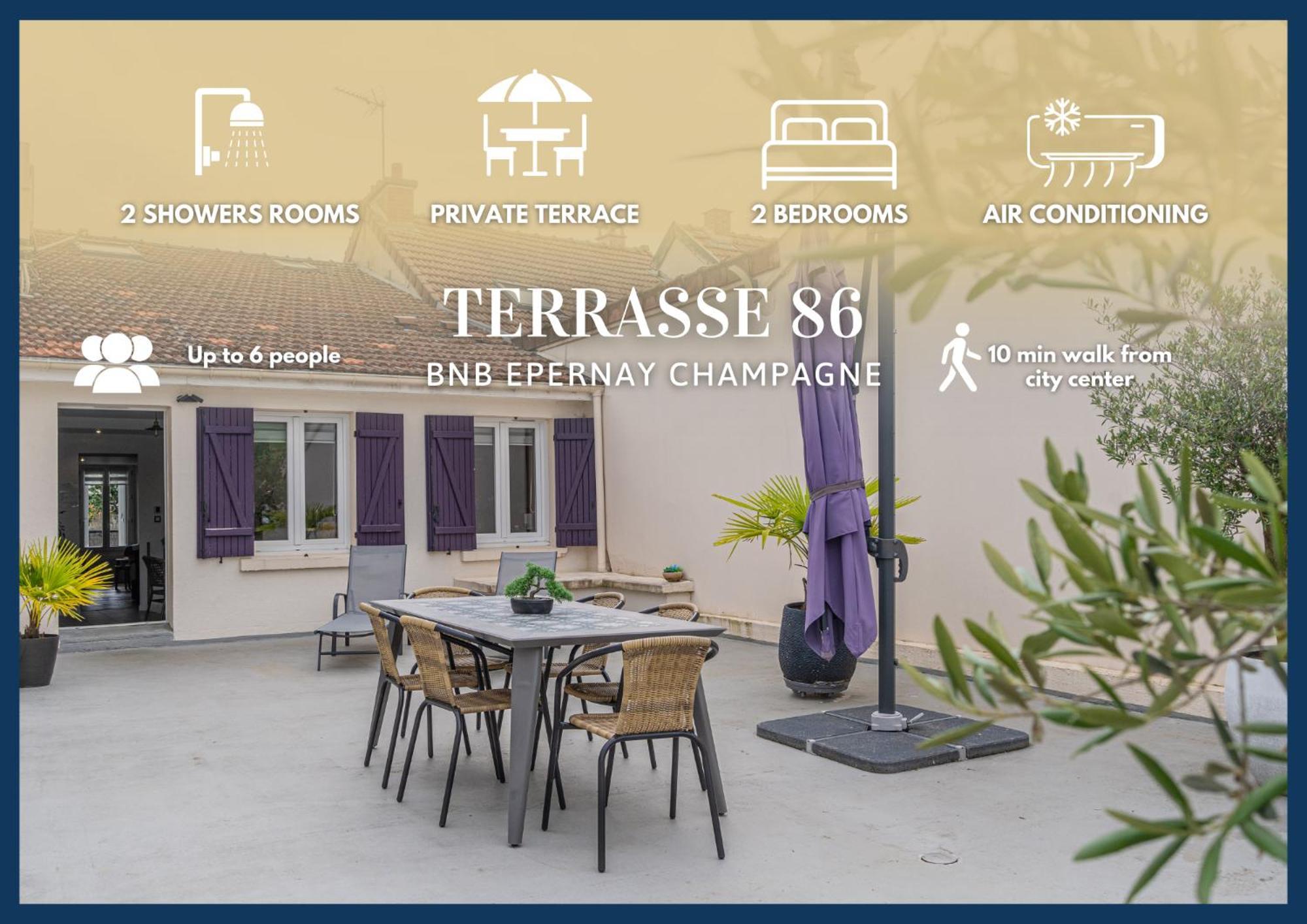 Terrasse 86 - Terrasse & Climatisation - 4-6 Personnes - Bnb 에페르네이 외부 사진